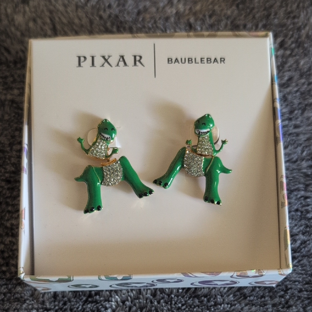BaubleBar Green Dinosaur Earrings
